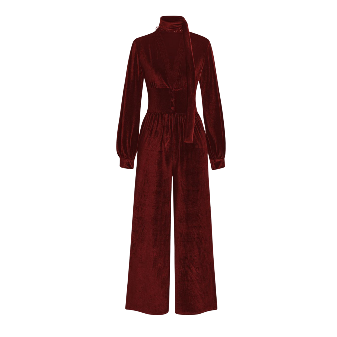 Outfit Christmas - Women's Formal Evening Jumpsuit - Blazer Style, Long