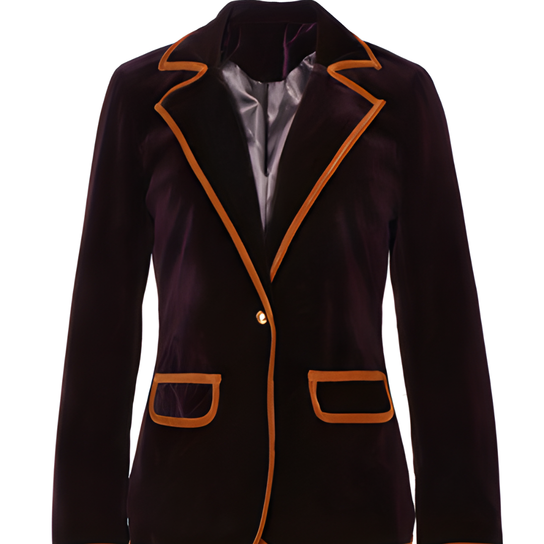 Women's Long Velvet Blazer Jacket - Tailored Coat