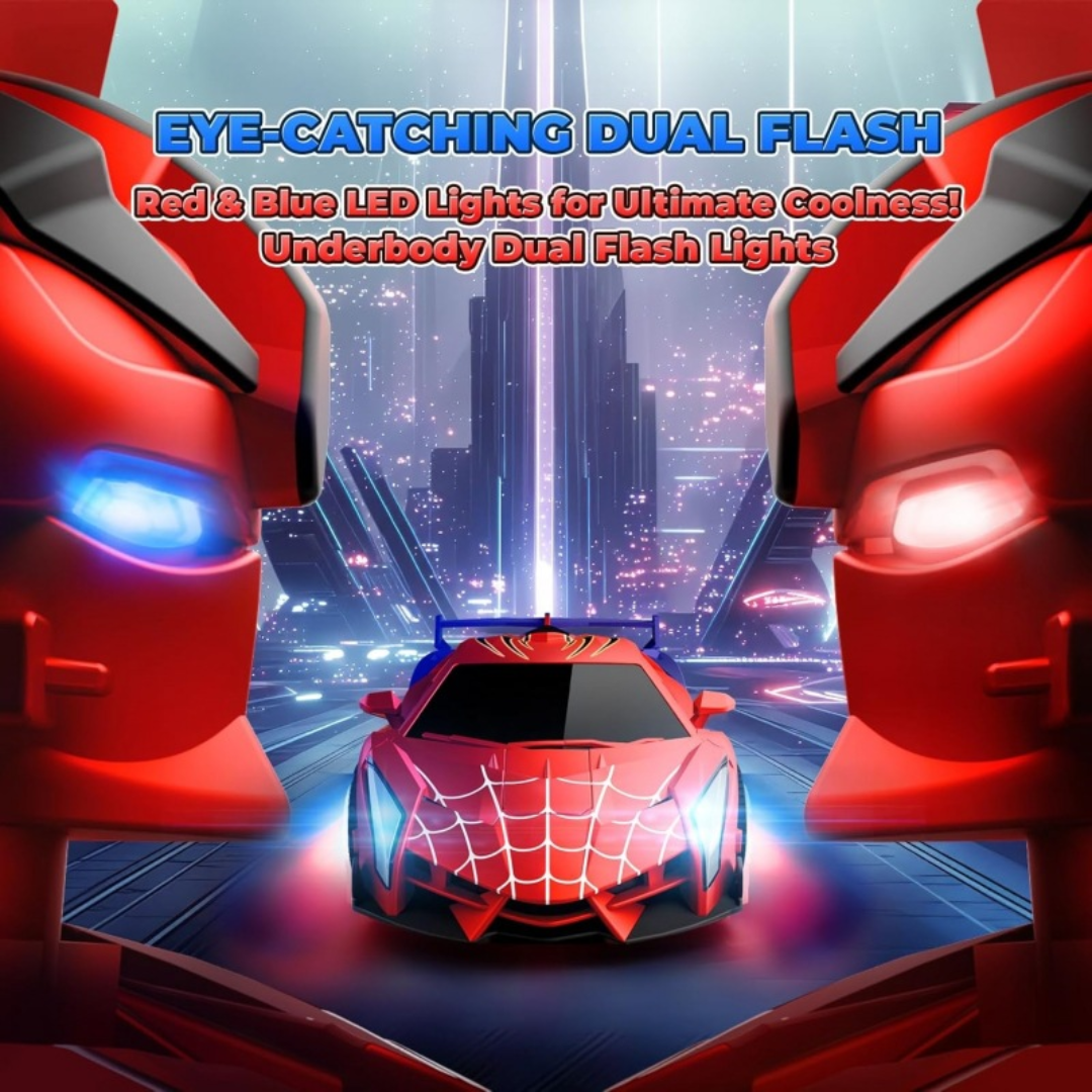 Remote Control Transforming Car Toy with Lights and Music Gift for Kids