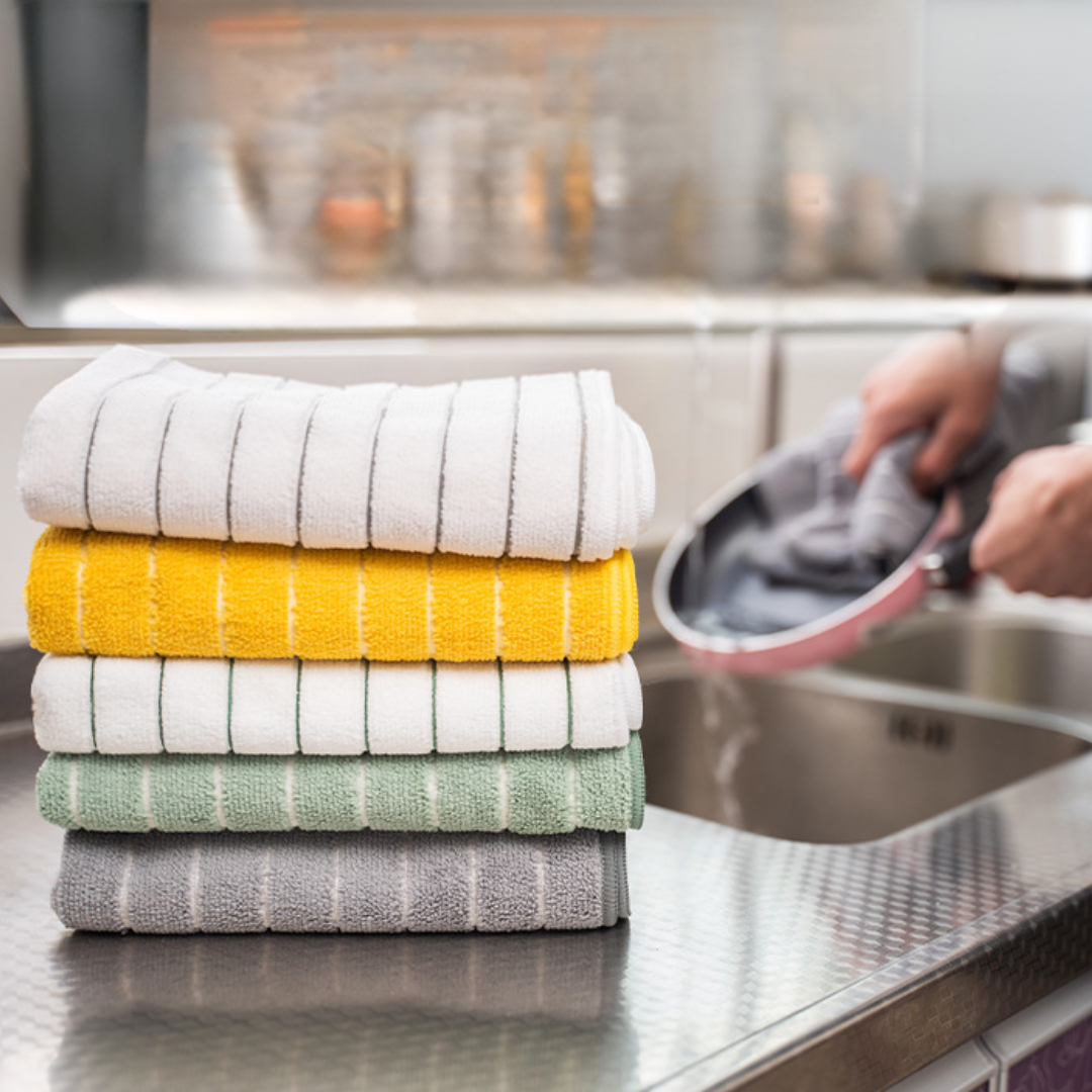 Kitchen Towels Absorbent Cotton Dish Cloths Soft Cleaning Set