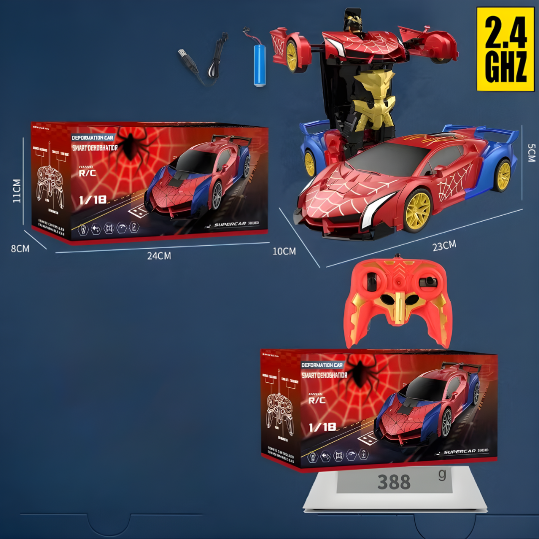 Remote Control Transforming Car Toy with Lights and Music Gift for Kids