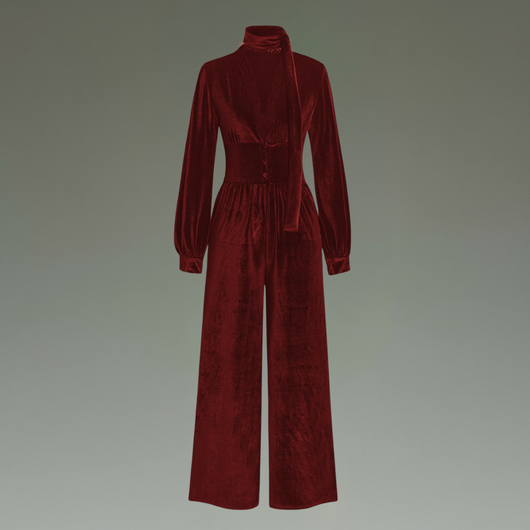 Outfit Christmas - Women's Formal Evening Jumpsuit - Blazer Style, Long