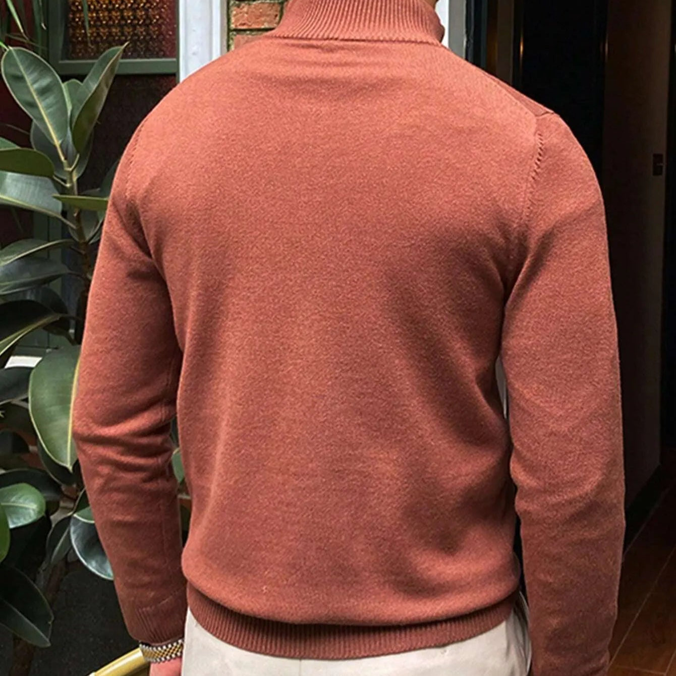Men’s Knit Zip Sweater | Long Business Casual Jumper