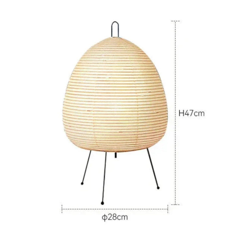 Table Lamp Japanese Rice Paper Shade Metal Base