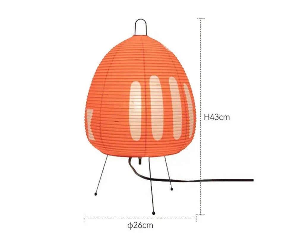 Table Lamp Japanese Rice Paper Shade Metal Base