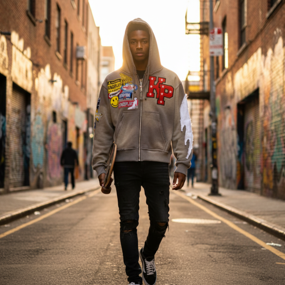 Unisex Oversized Zip Hoodie Knit Pullover Sweater