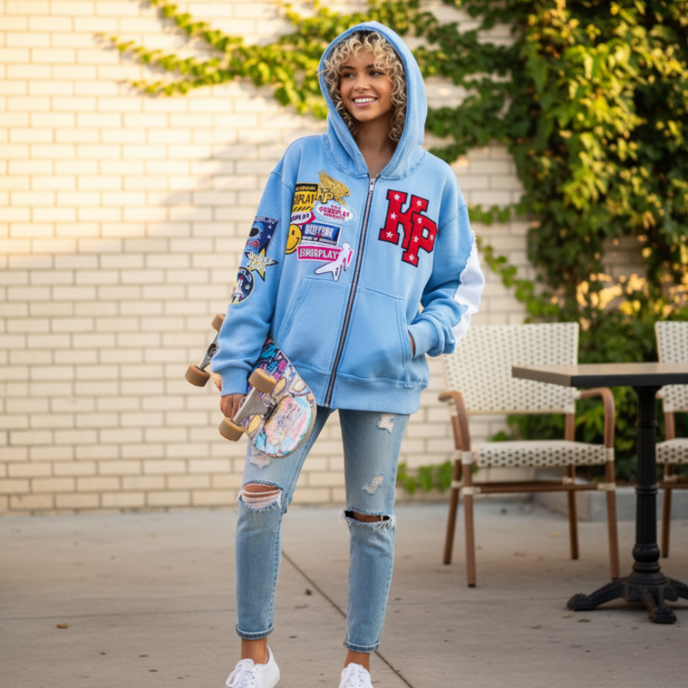 Unisex Oversized Zip Hoodie Knit Pullover Sweater