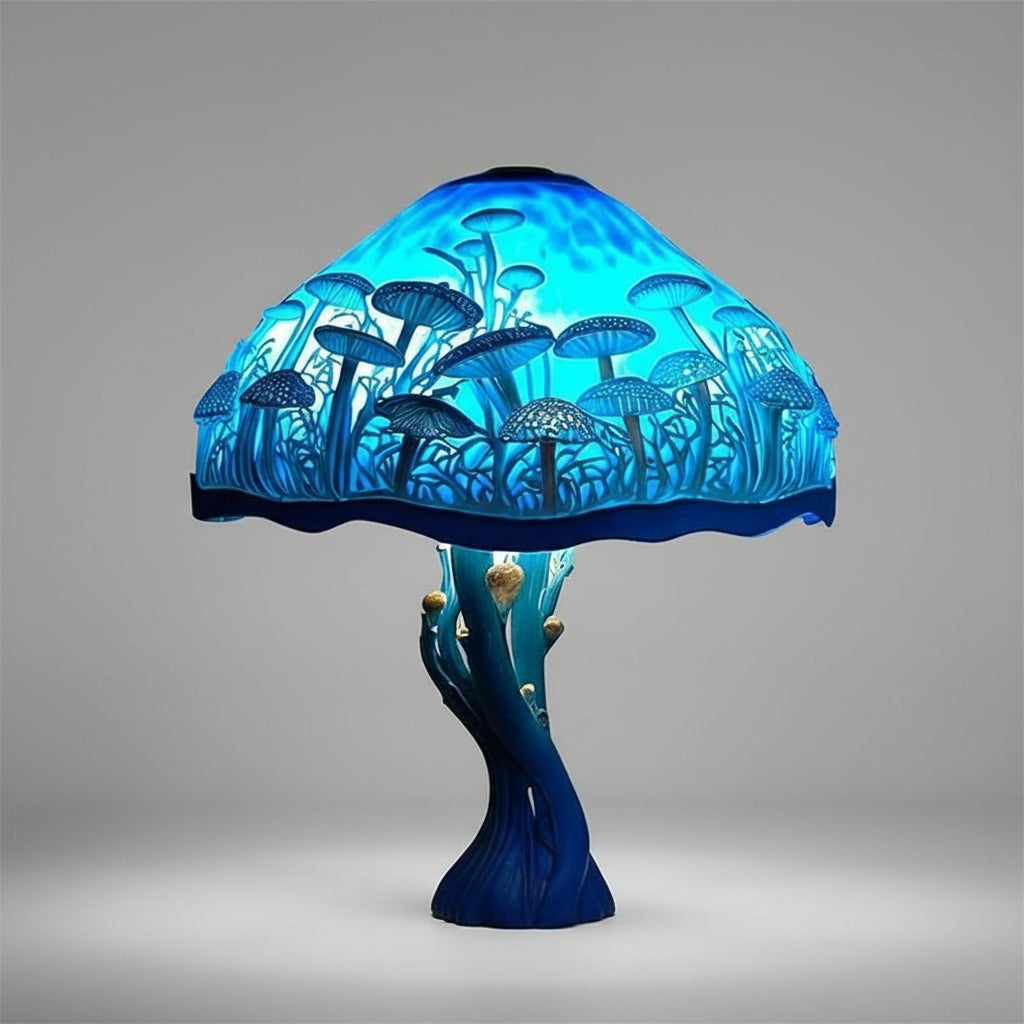 Stained Glass Lamp Mushroom Design Decorative Table Light