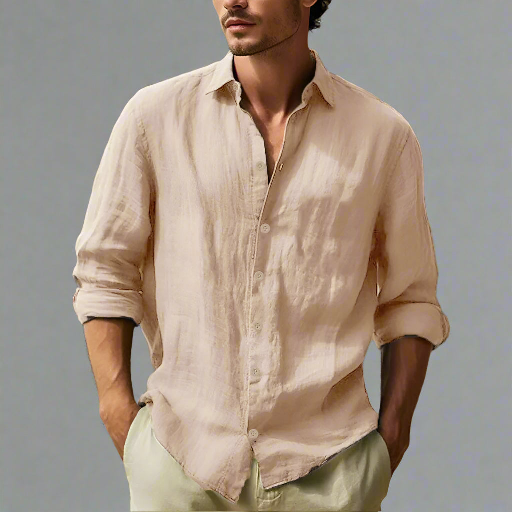 Men’s Casual Long Sleeve Linen Shirt | Lightweight Summer Top
