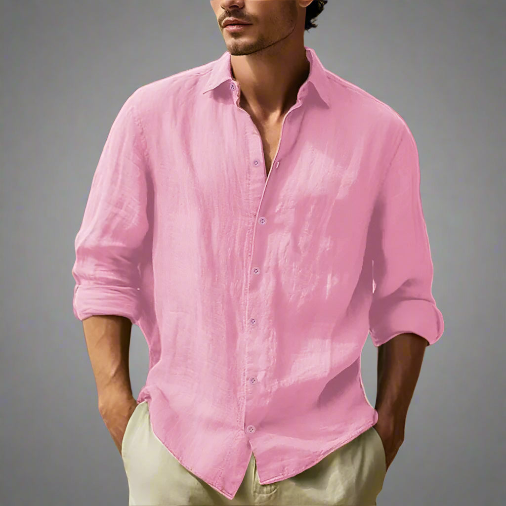 Men’s Casual Long Sleeve Linen Shirt | Lightweight Summer Top