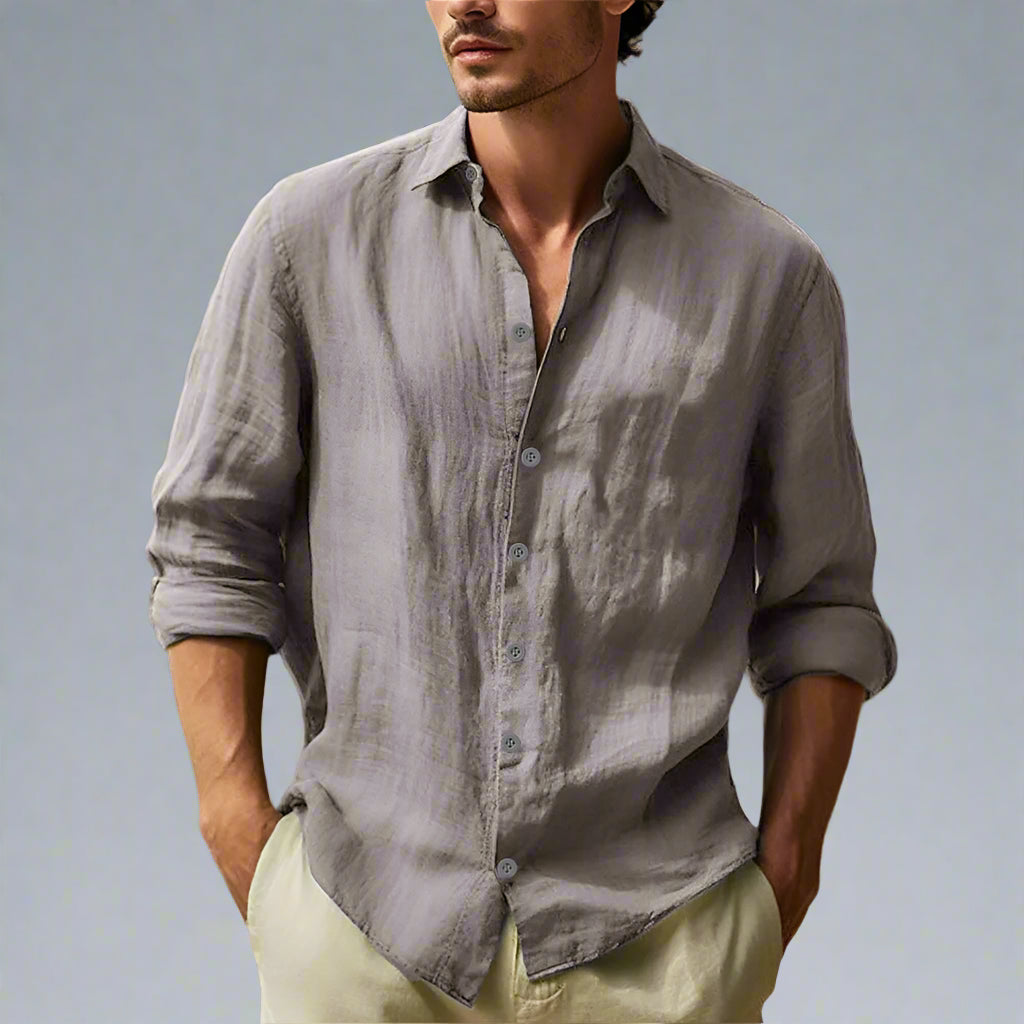 Men’s Casual Long Sleeve Linen Shirt | Lightweight Summer Top
