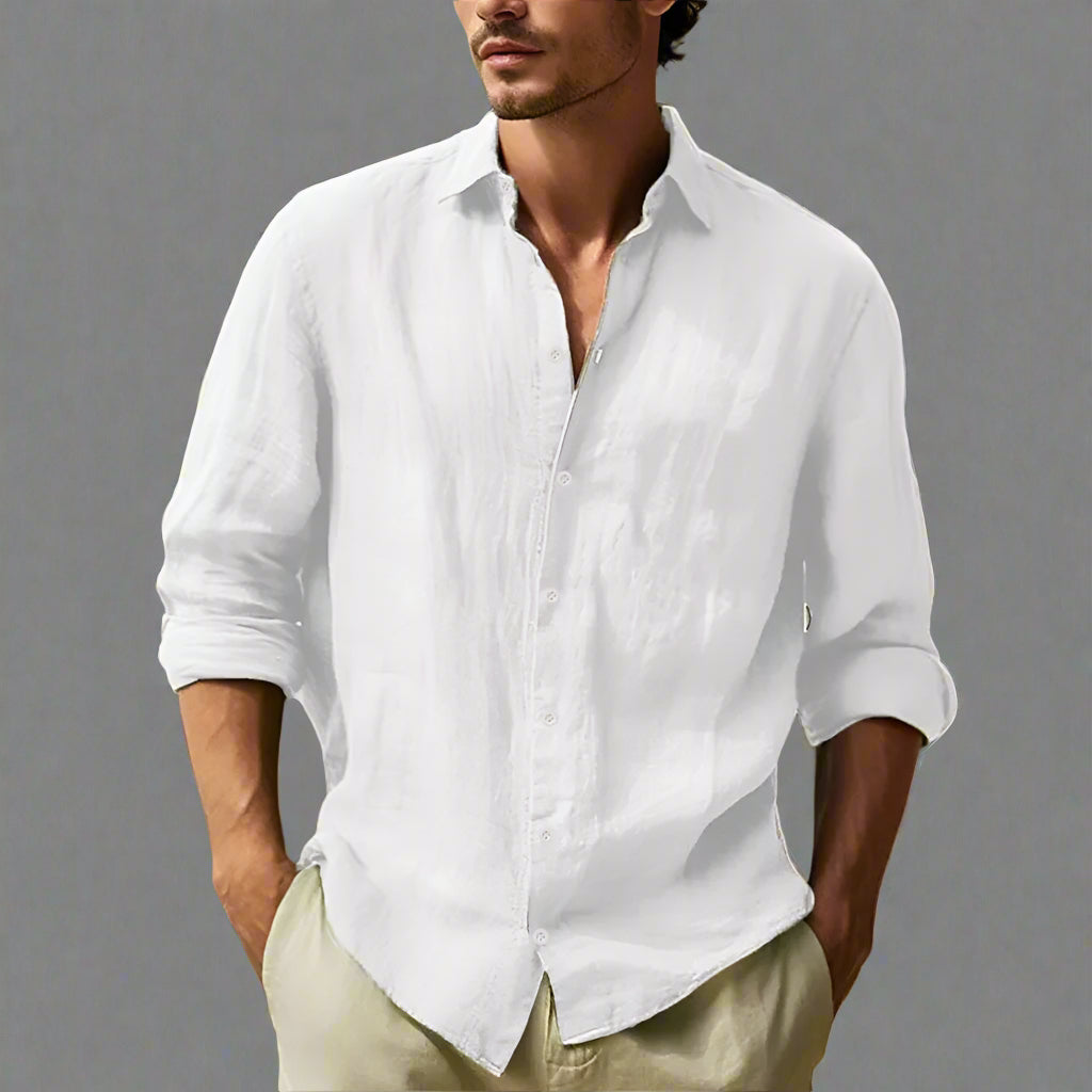 Men’s Casual Long Sleeve Linen Shirt | Lightweight Summer Top