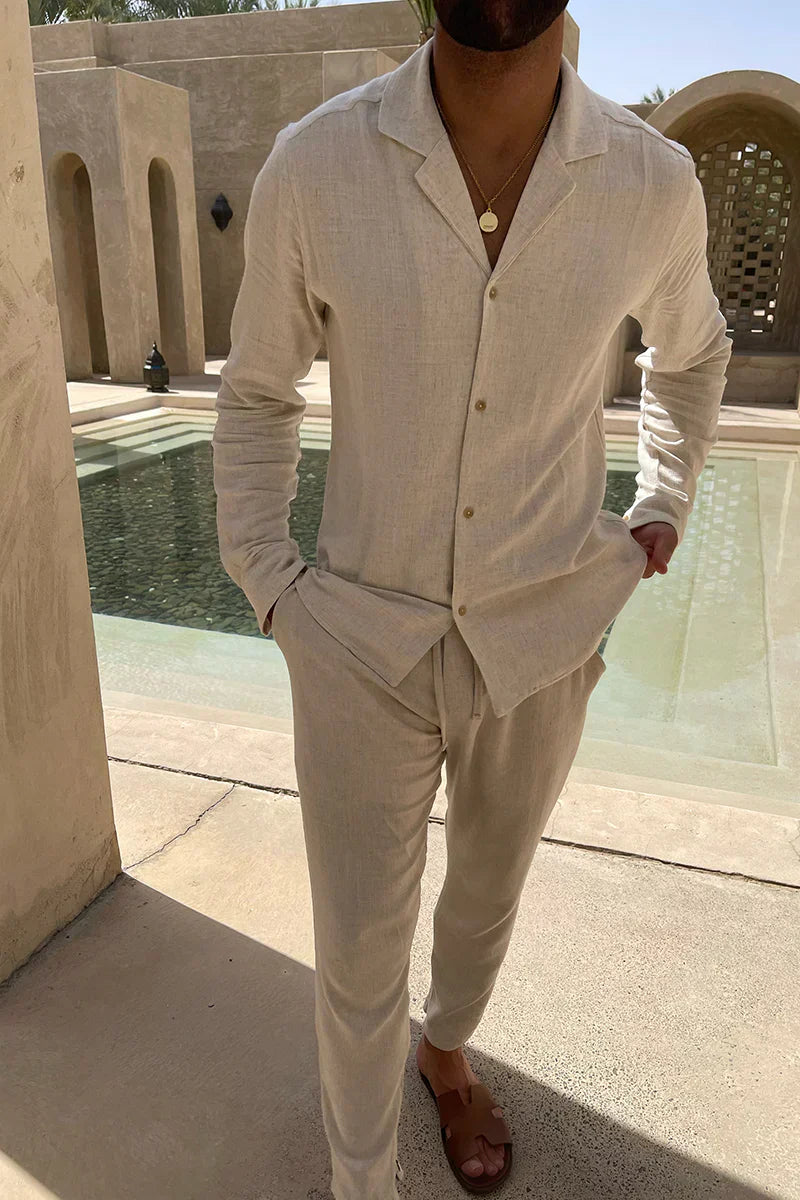 Men’s Two Piece Linen Trouser and Top Set | Formal Summer Wear