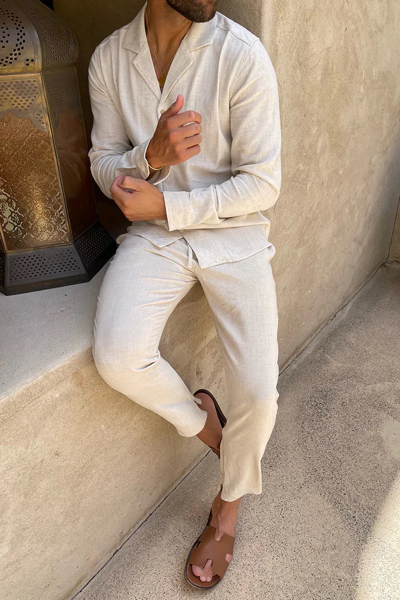 Men’s Two Piece Linen Trouser and Top Set | Formal Summer Wear