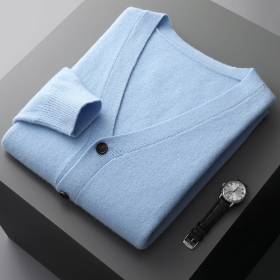 Men’s Knitted V-Neck Cardigan Sweater | Lightweight Long Fit