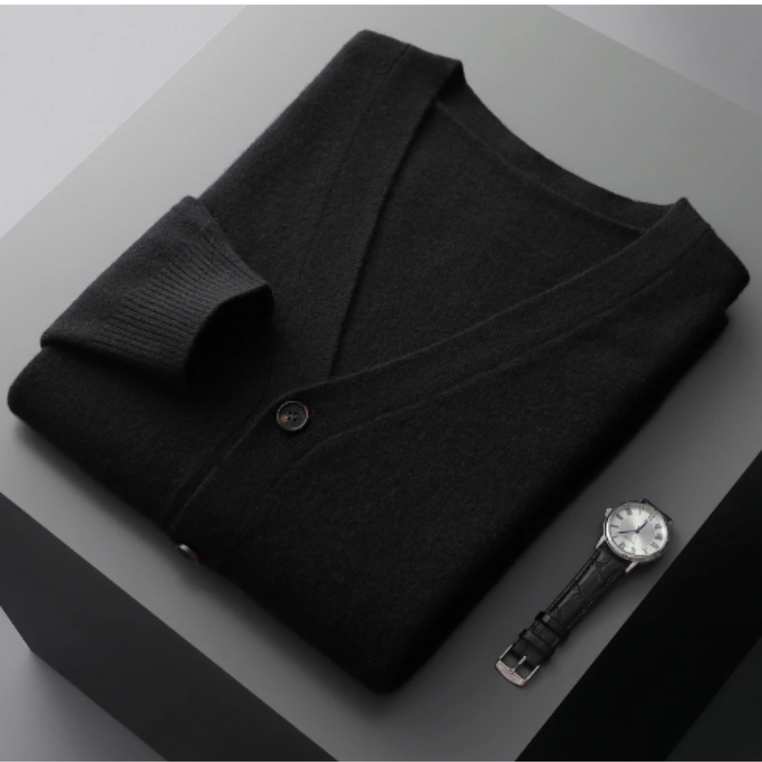 Men’s Knitted V-Neck Cardigan Sweater | Lightweight Long Fit