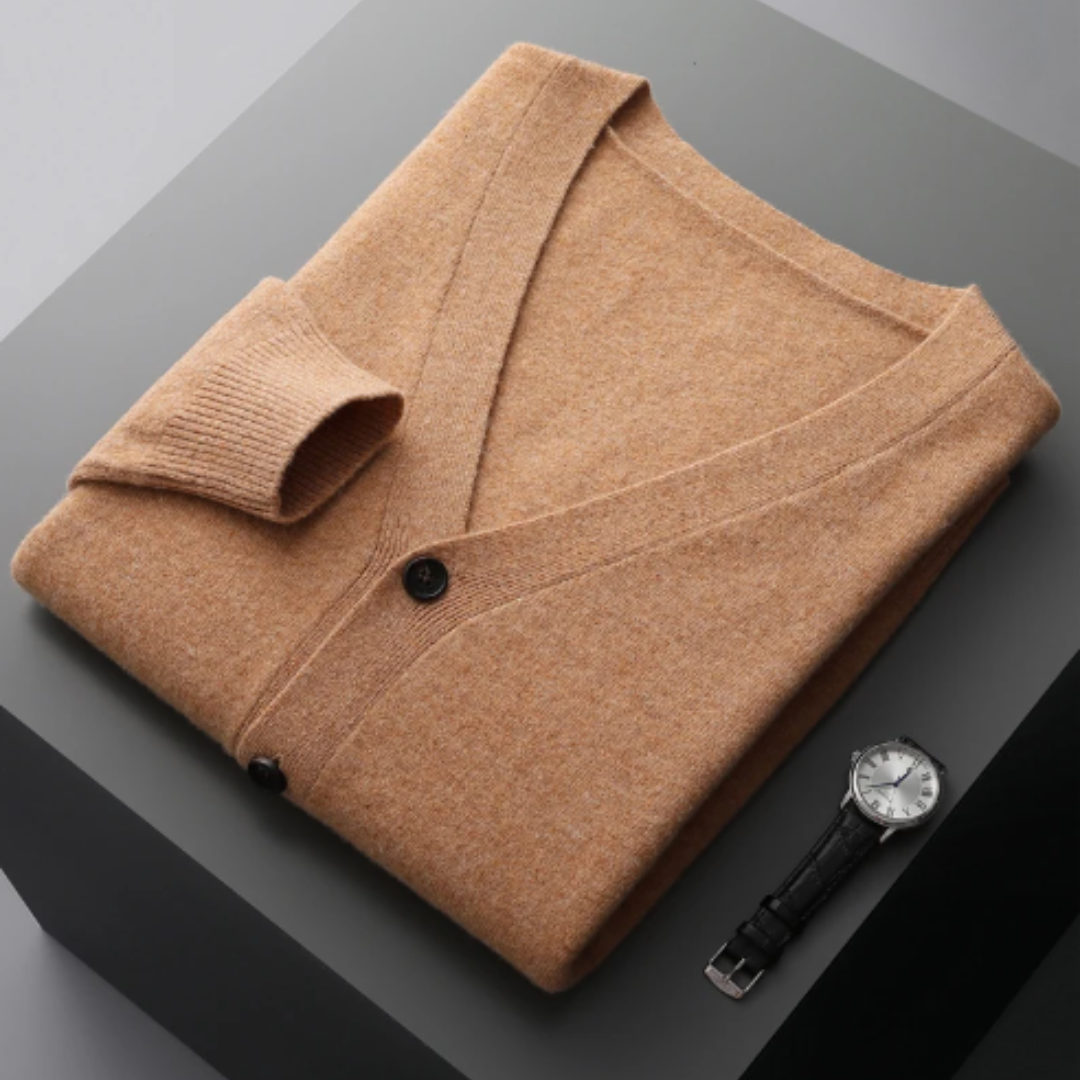 Men’s Knitted V-Neck Cardigan Sweater | Lightweight Long Fit