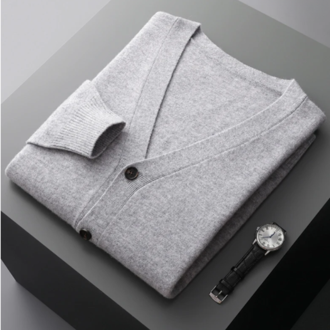 Men’s Knitted V-Neck Cardigan Sweater | Lightweight Long Fit