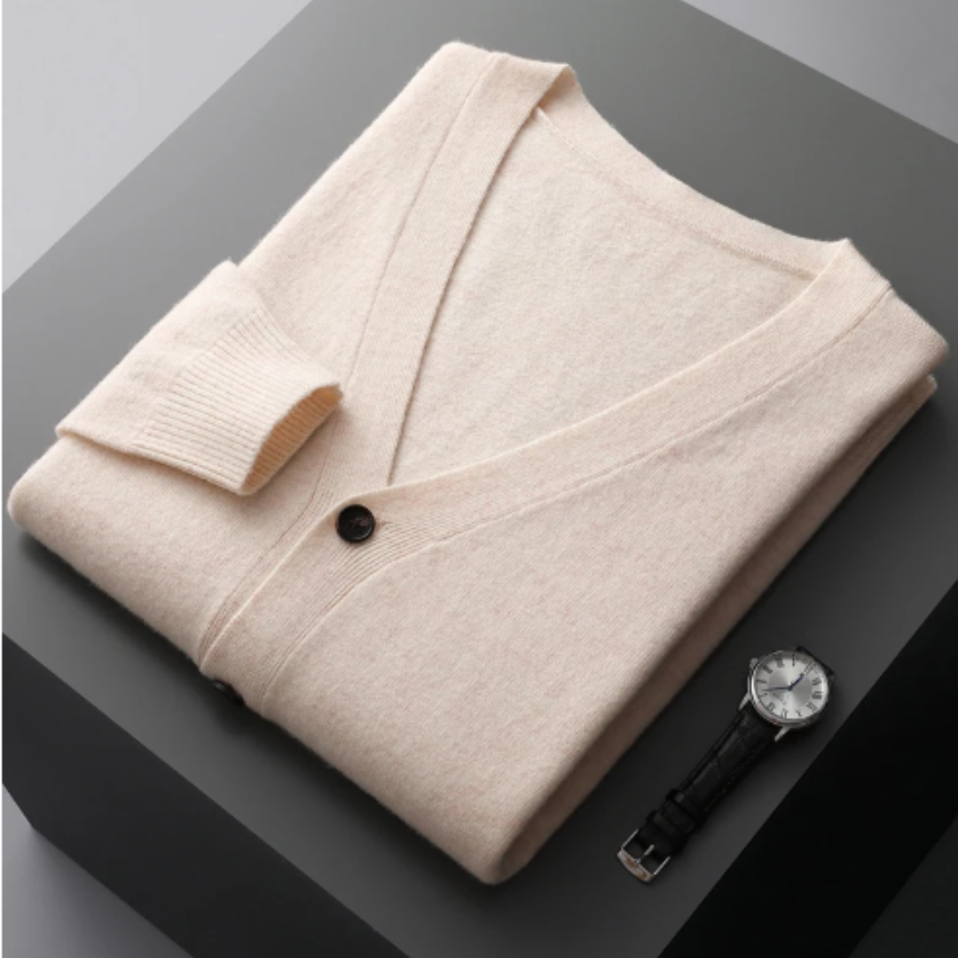 Men’s Knitted V-Neck Cardigan Sweater | Lightweight Long Fit