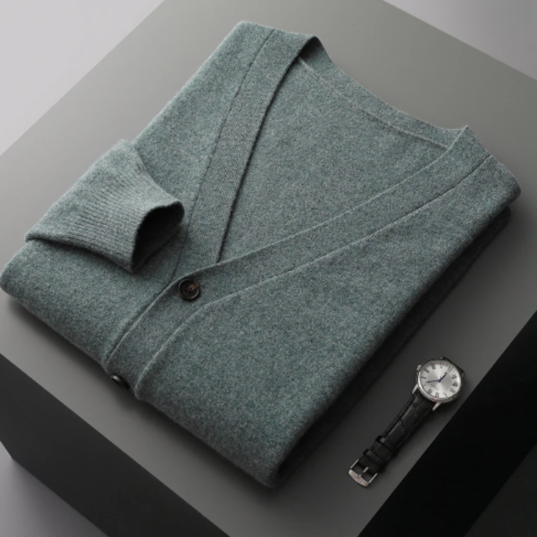 Men’s Knitted V-Neck Cardigan Sweater | Lightweight Long Fit