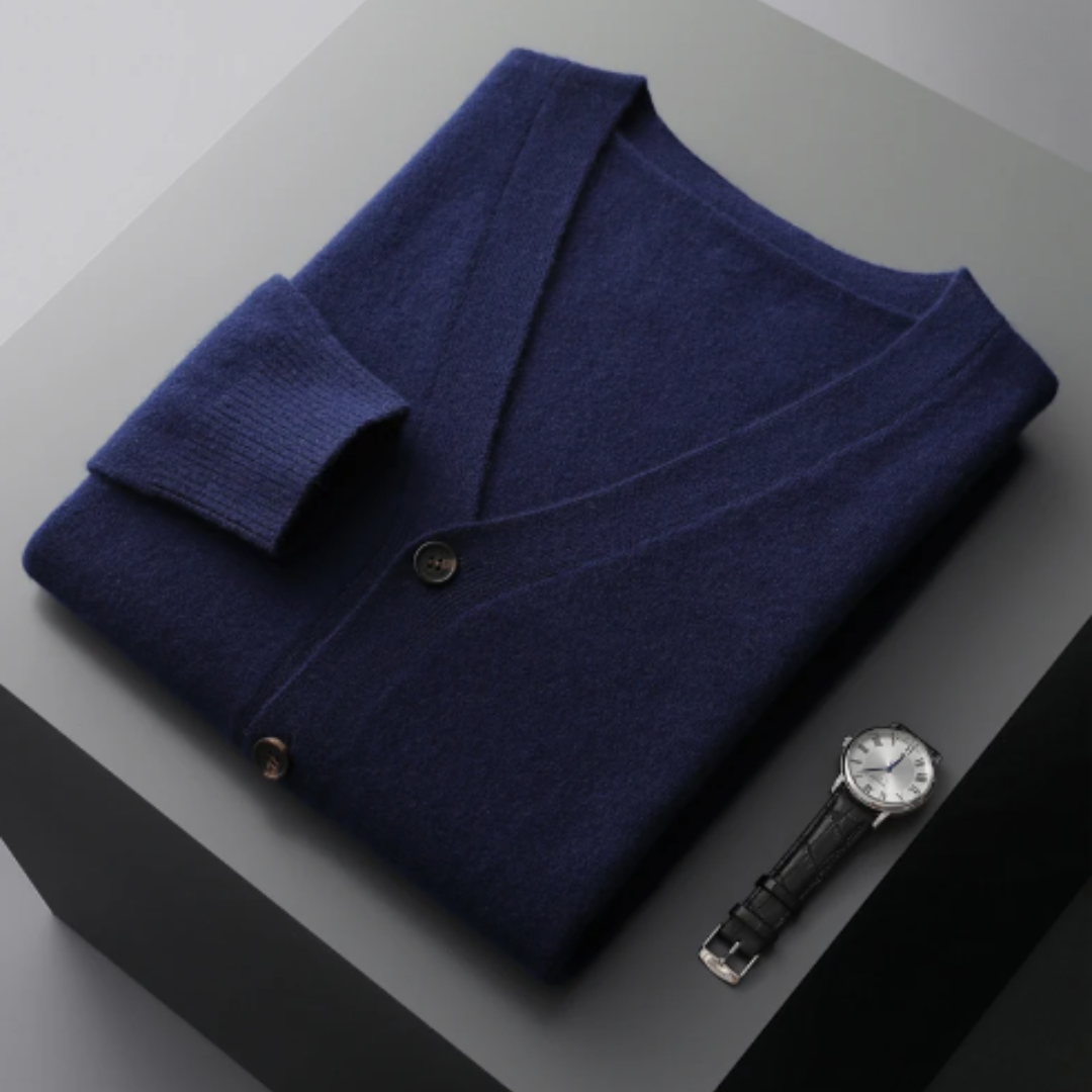 Men’s Knitted V-Neck Cardigan Sweater | Lightweight Long Fit