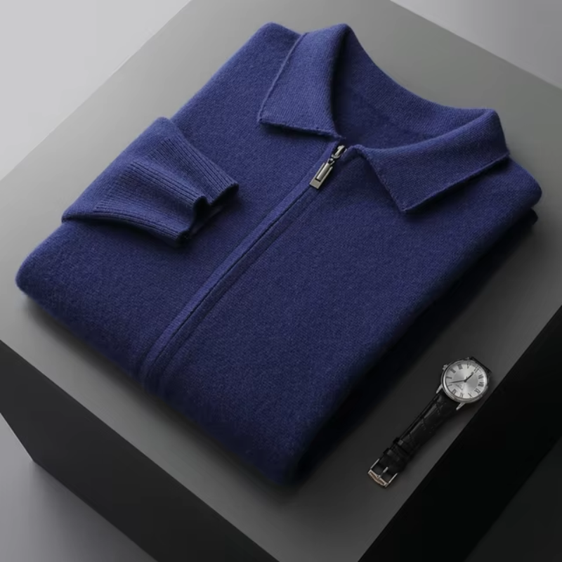 Men's knit zip up cardigan sweater | long sleeve lightweight