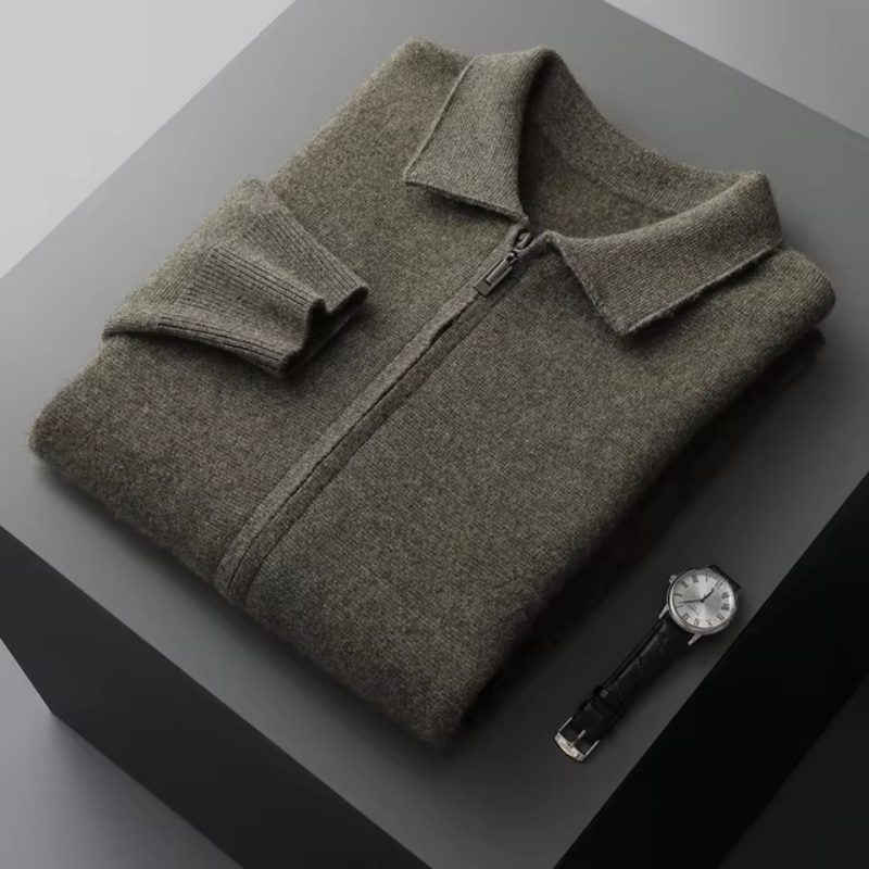 Men's knit zip up cardigan sweater | long sleeve lightweight