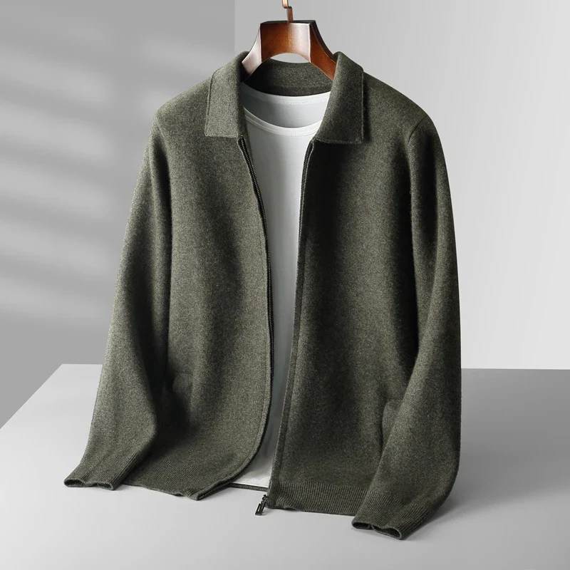 Men's knit zip up cardigan sweater | long sleeve lightweight