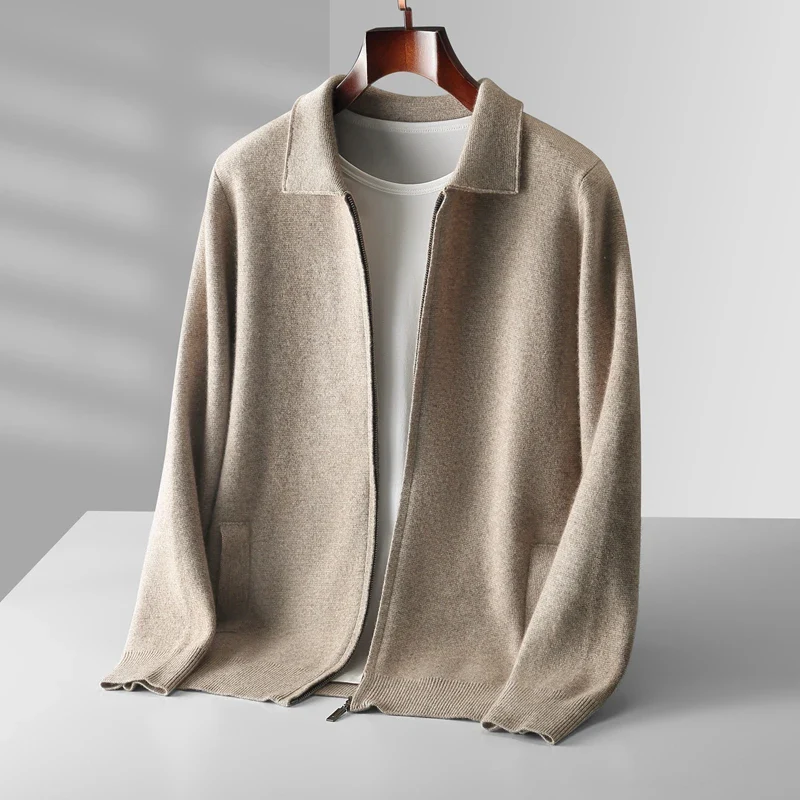 Men's knit zip up cardigan sweater | long sleeve lightweight