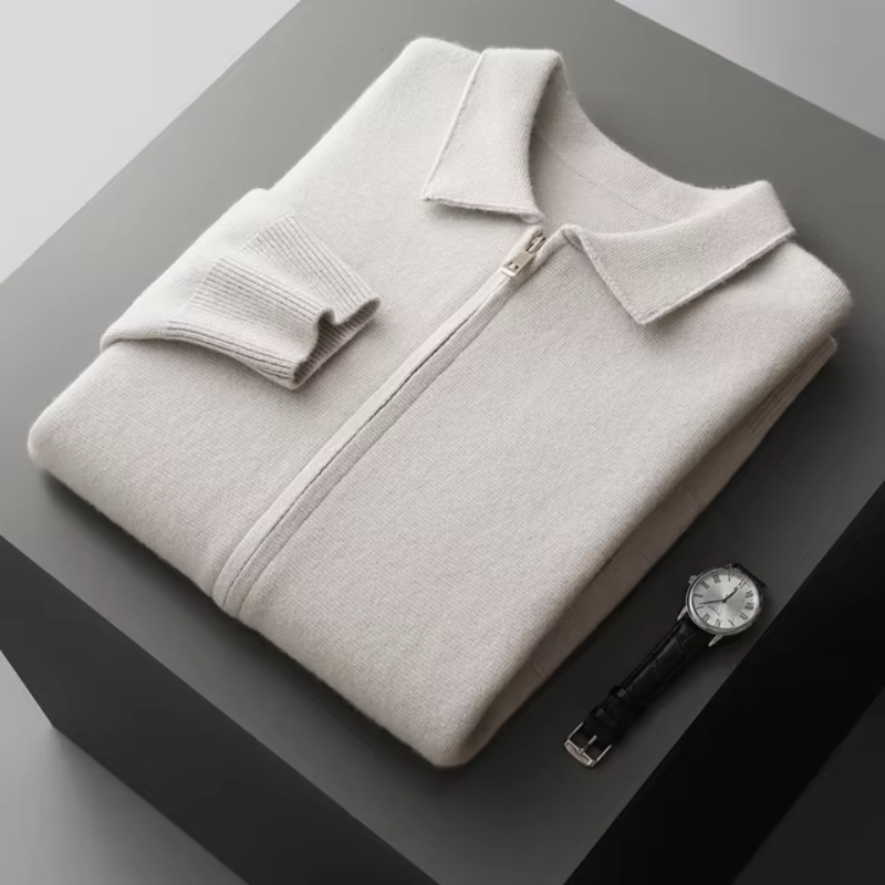 Men's knit zip up cardigan sweater | long sleeve lightweight