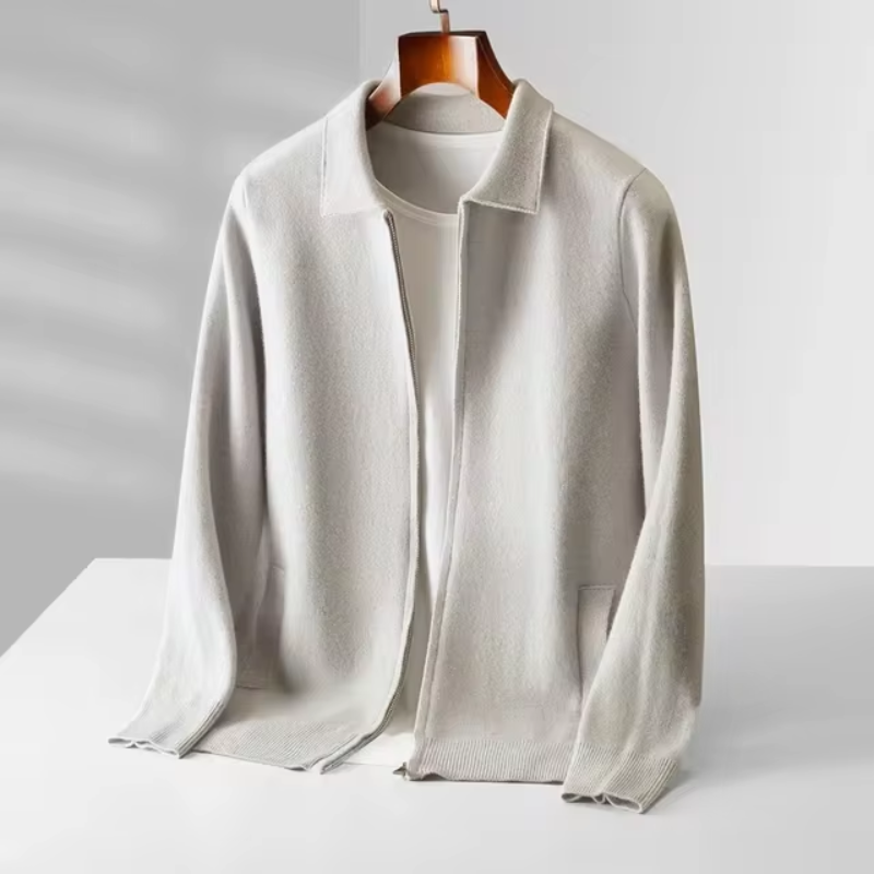 Men's knit zip up cardigan sweater | long sleeve lightweight