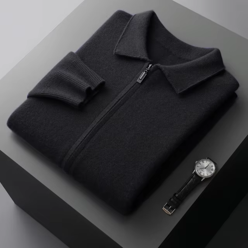 Men's knit zip up cardigan sweater | long sleeve lightweight