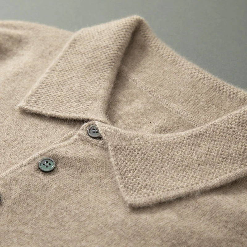 Men's Knit Long Sleeve Polo Sweater | Soft Cashmere Feel