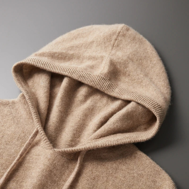 Men's knit cashmere hoodie sweater | long jumper style