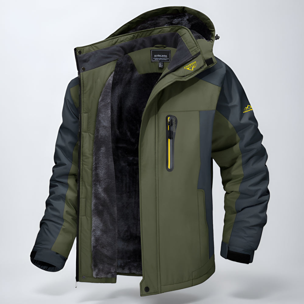 Men Waterproof Puffer Jacket - Fleece Lined Windproof