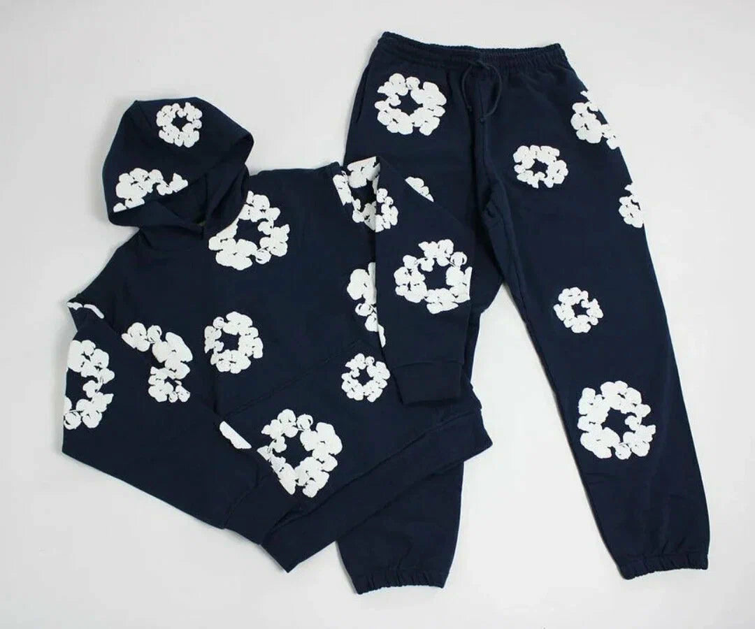Women Floral Lounge Tracksuit Set Cozy Two Piece Loungewear