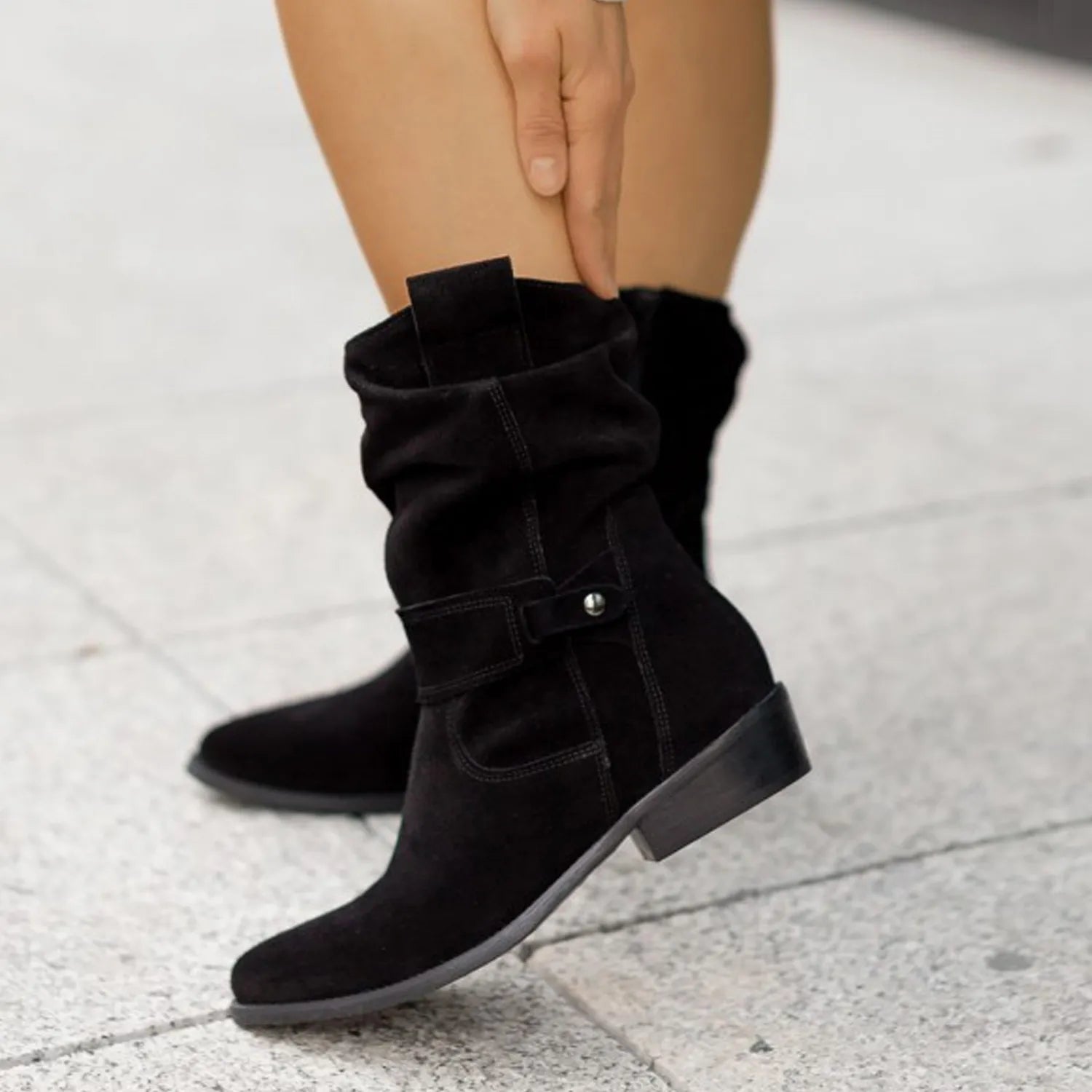 Women’s Slouchy Winter Boots | Flat Casual Mid-Calf