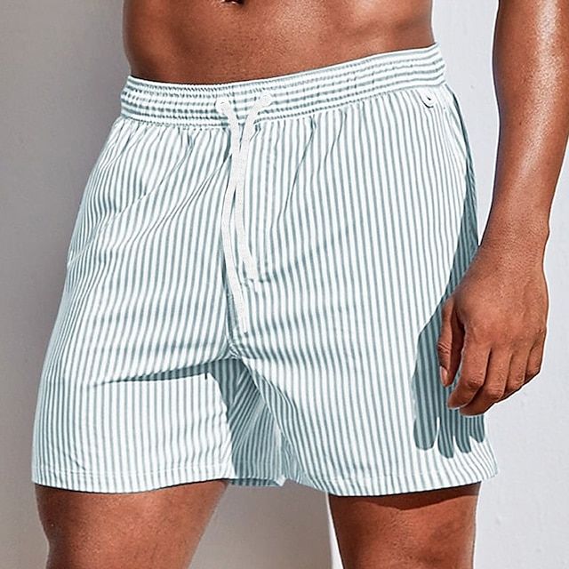 Men's Quick-Dry Swim Shorts Striped Boardshorts-2