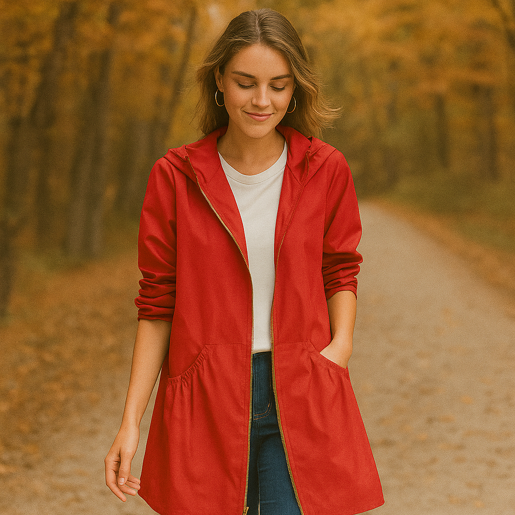 Ladies Lightweight Waterproof Trench Coat Long Hooded