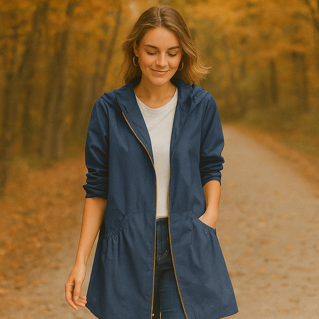 Ladies Lightweight Waterproof Trench Coat Long Hooded