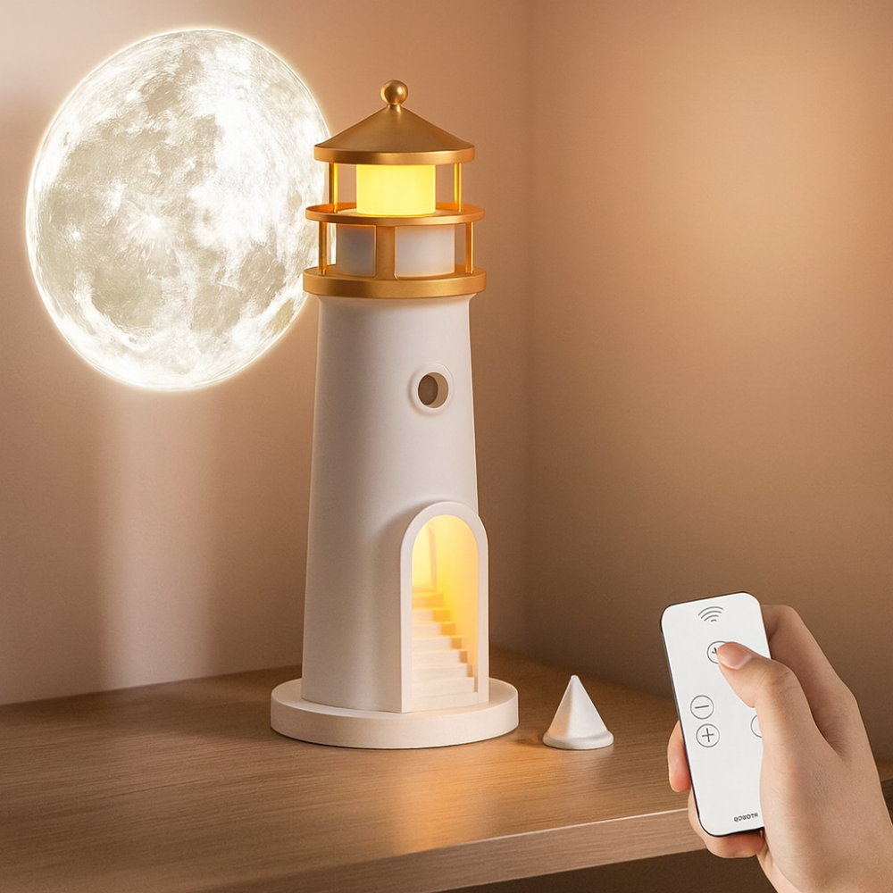 Modern Lighthouse Moon Projection Lamp LED Night Light