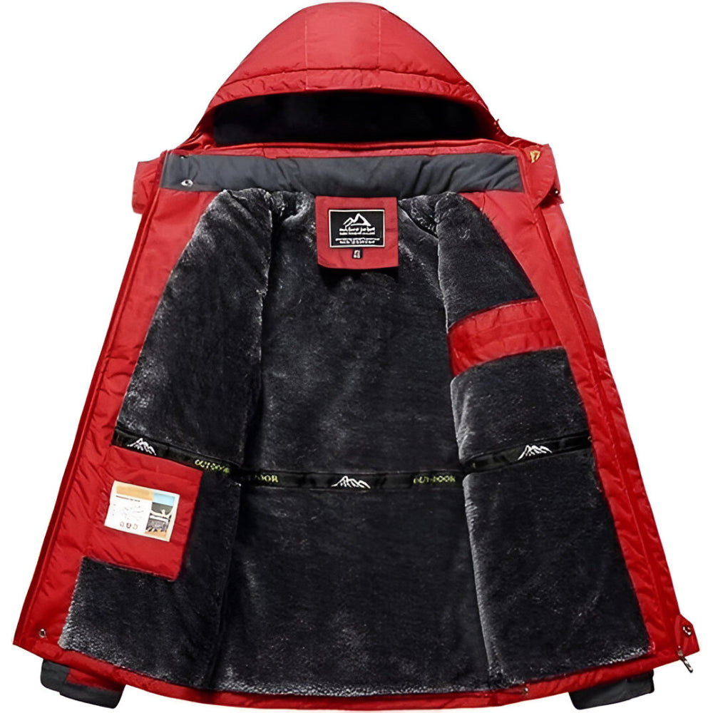 Men Waterproof Puffer Jacket - Fleece Lined Windproof