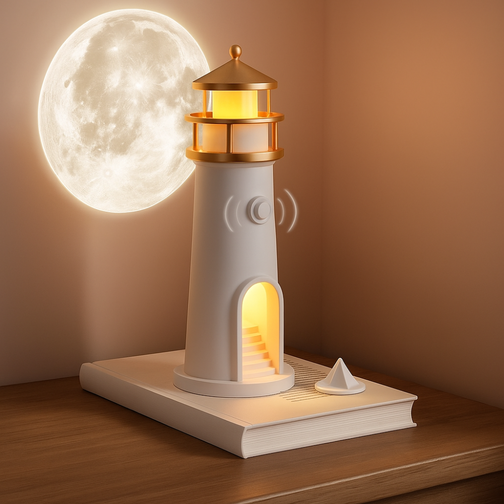 Modern Lighthouse Moon Projection Lamp LED Night Light