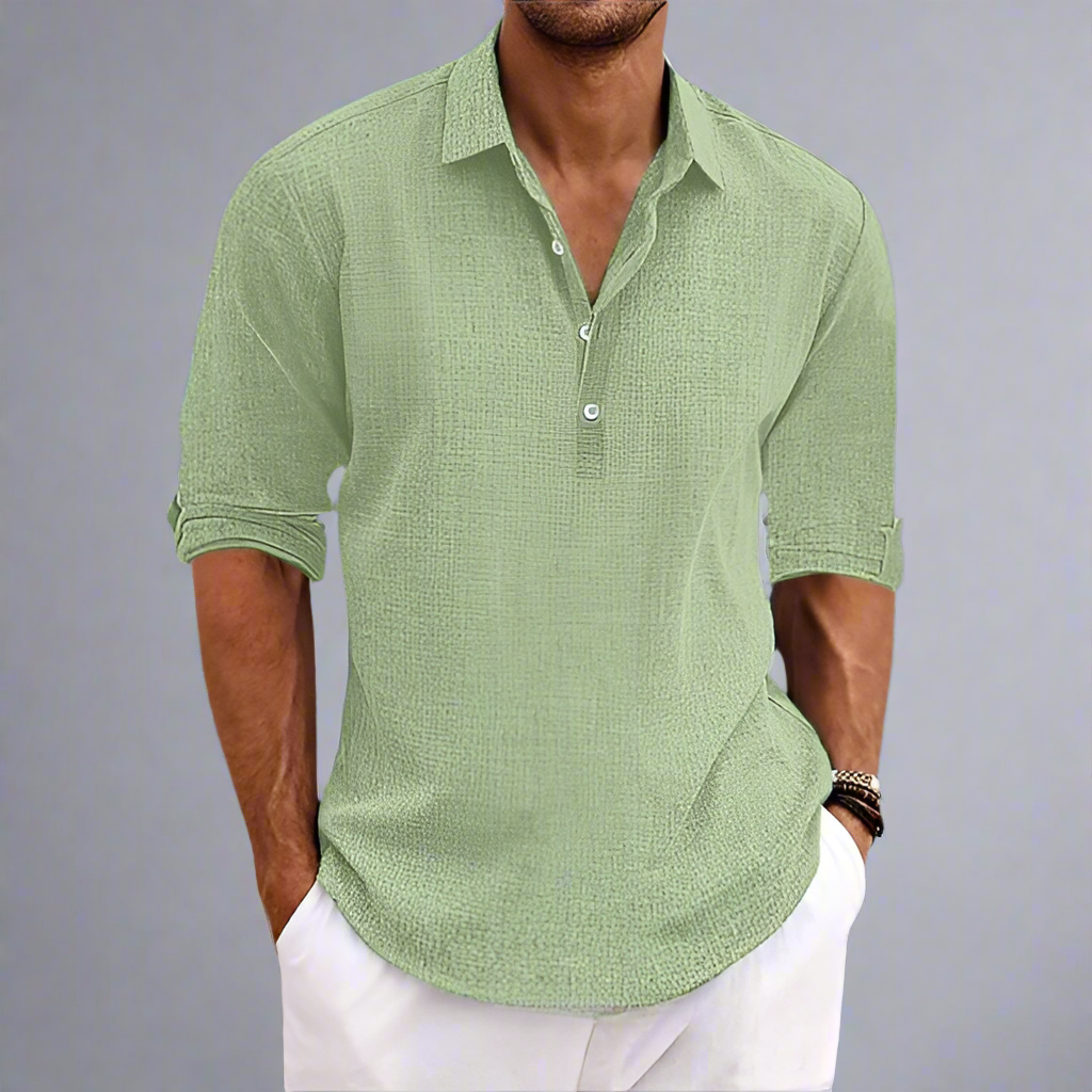 Men’s Casual Long Sleeve Summer Shirt | Lightweight Henley