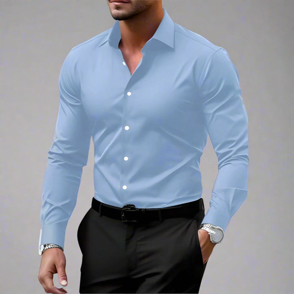 Men’s Slim Fit Long Sleeve Shirt | Formal Business Button Up