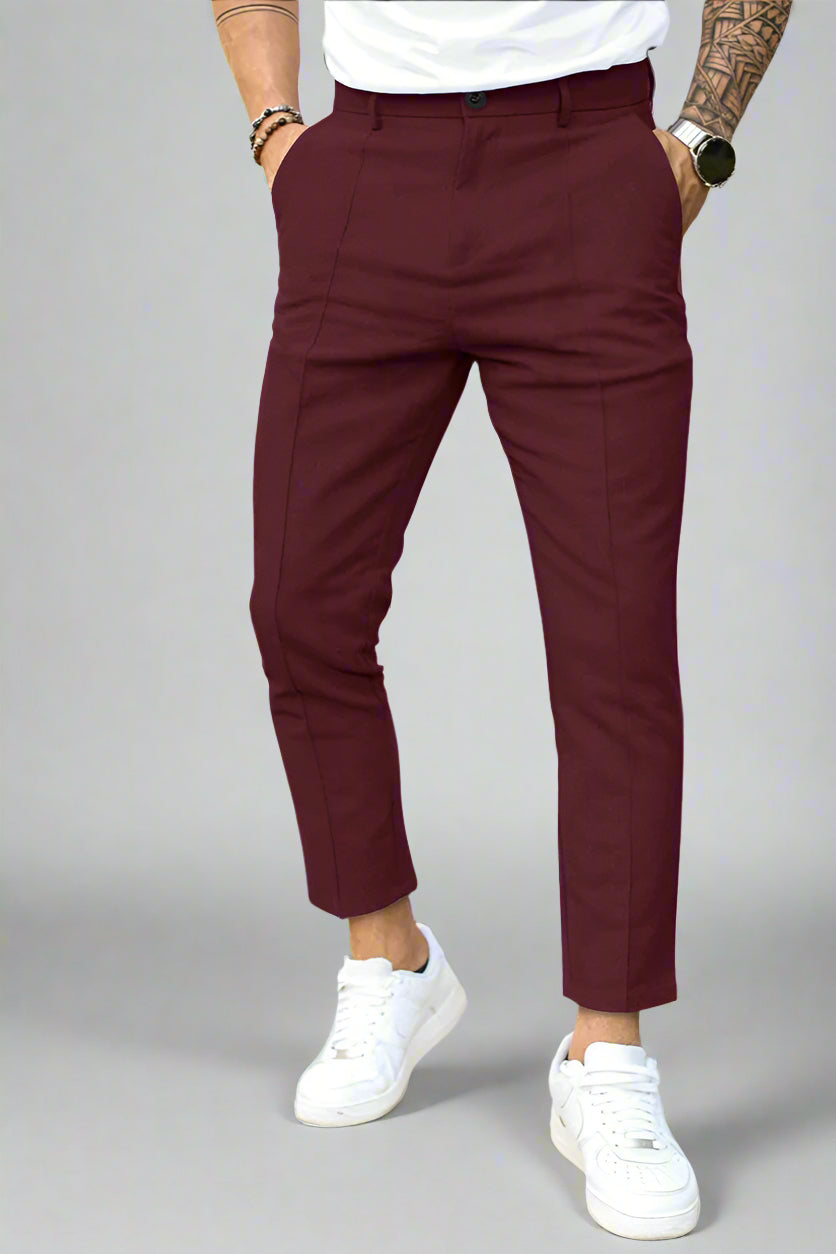 Men’s Slim Fit Trousers | Cropped Tailored Pants