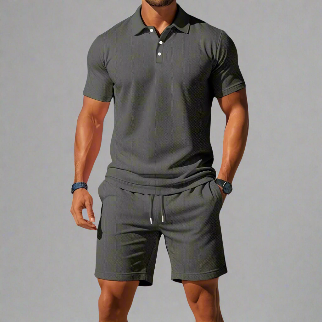 Men's Casual Summer Polo Shirt Set | Lightweight Two Piece