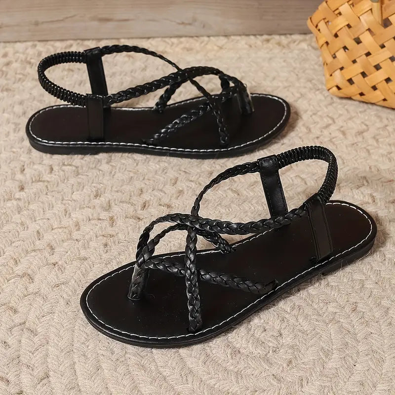 Women’s Summer Flat Sandals | Braided Strappy Casual