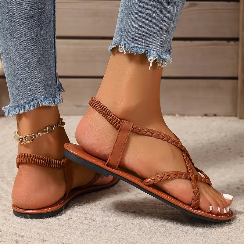 Women’s Summer Flat Sandals | Braided Strappy Casual