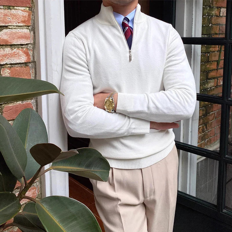 Men’s Knit Zip Sweater | Long Business Casual Jumper